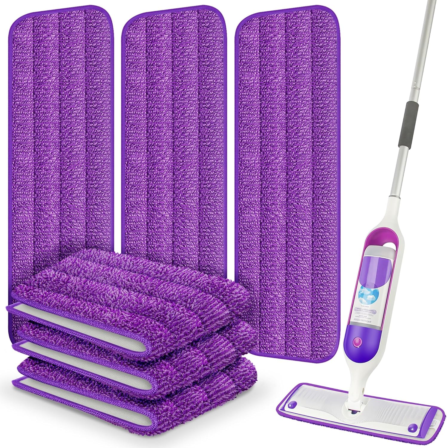 6 Pack Reusable Mop Pads Compatible with Swiffer PowerMop Wooden Floor Pads Mop Refill Pads Mop Pads Refill Microfiber Mop Pads for 13-15 Inch Microfiber Spray Mops Machine Washable