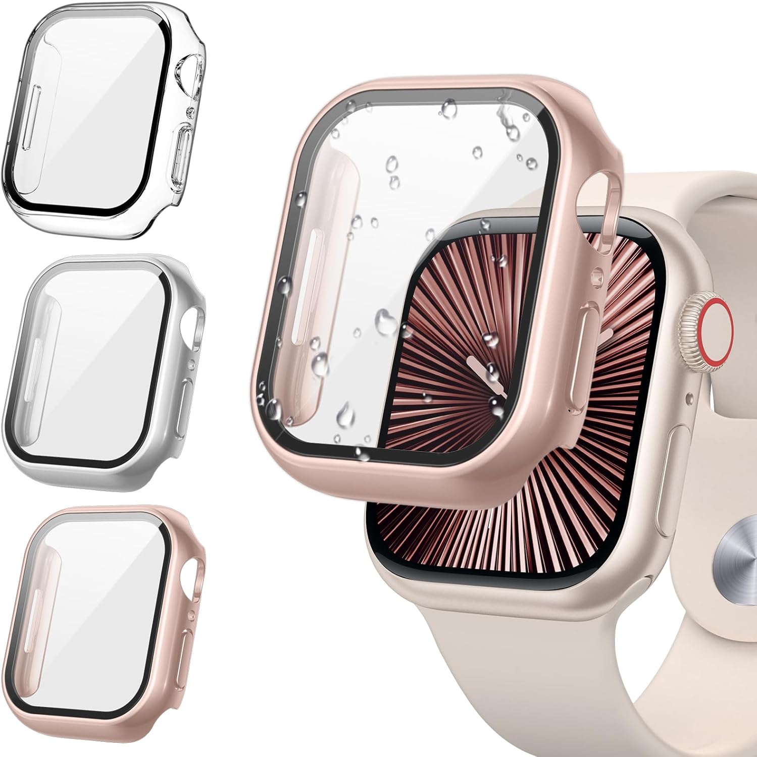 [3 pcs for Apple Watch Screen Protector Series 10 42mm,iWatch Protective Mask,Tempered Glass Film Hard PC Cushion,For Women Men,Ultra-thin Protection