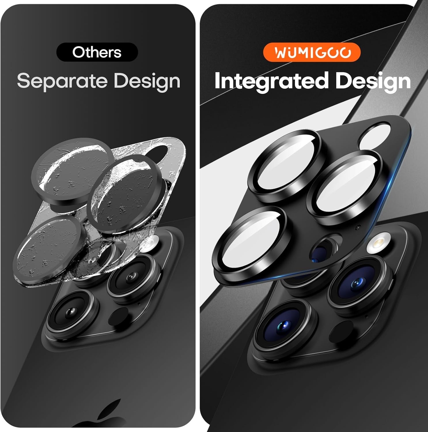 Camera Lens Protector for iPhone 16 Pro Max/16 Pro/iPhone 15 Pro Max/15 Pro/iPhone 14 Pro Max/14 Pro, Aluminum Alloy Sapphire Glass Camera Screen Cover, Suitable for Protective Case - Black Titanium Alloy