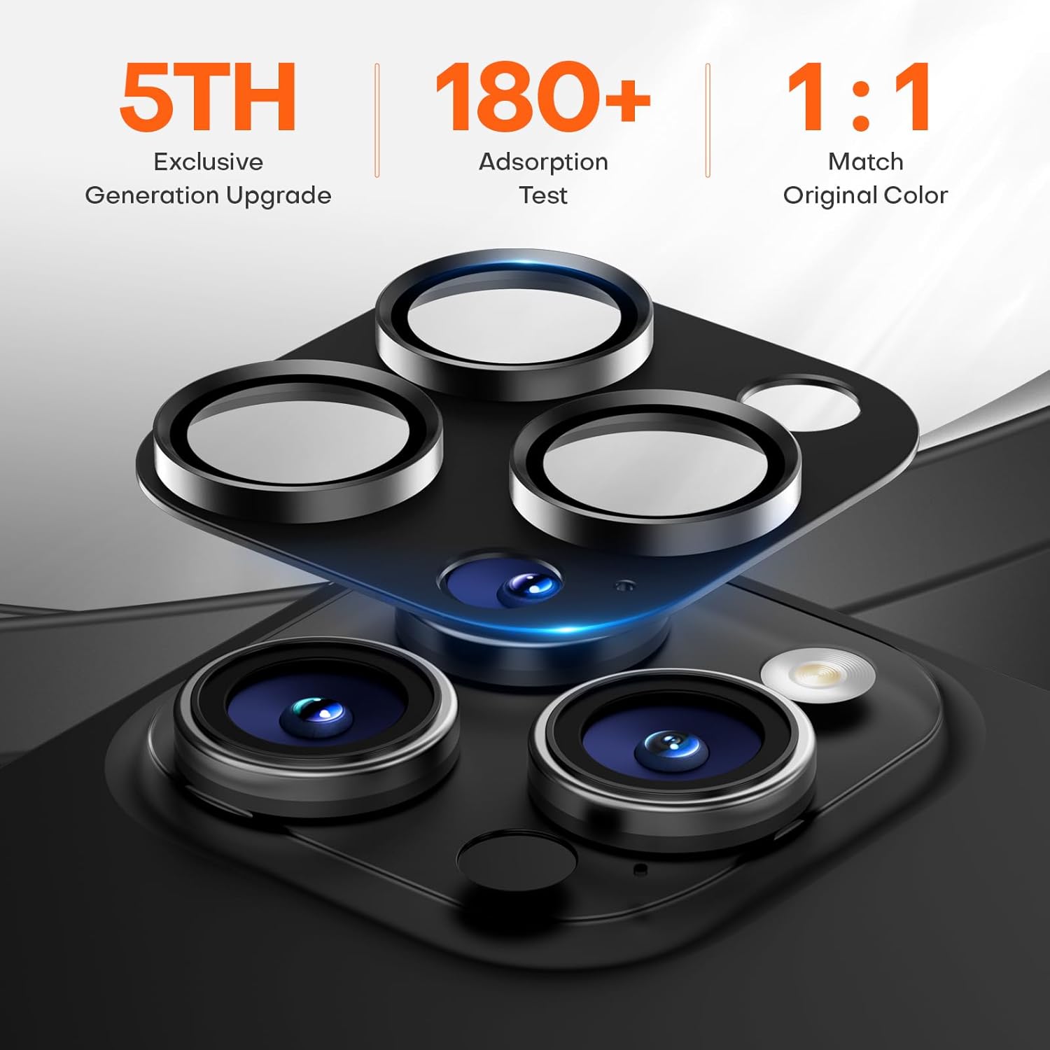 Camera Lens Protector for iPhone 16 Pro Max/16 Pro/iPhone 15 Pro Max/15 Pro/iPhone 14 Pro Max/14 Pro, Aluminum Alloy Sapphire Glass Camera Screen Cover, Suitable for Protective Case - Black Titanium Alloy