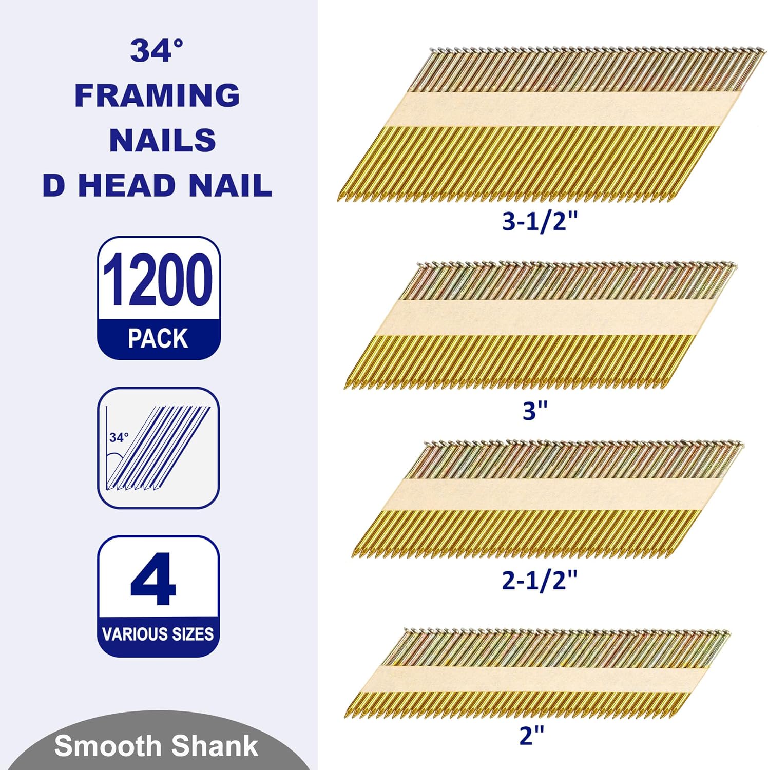 1200 Piece 1/2" Paper Tape Framing Nails