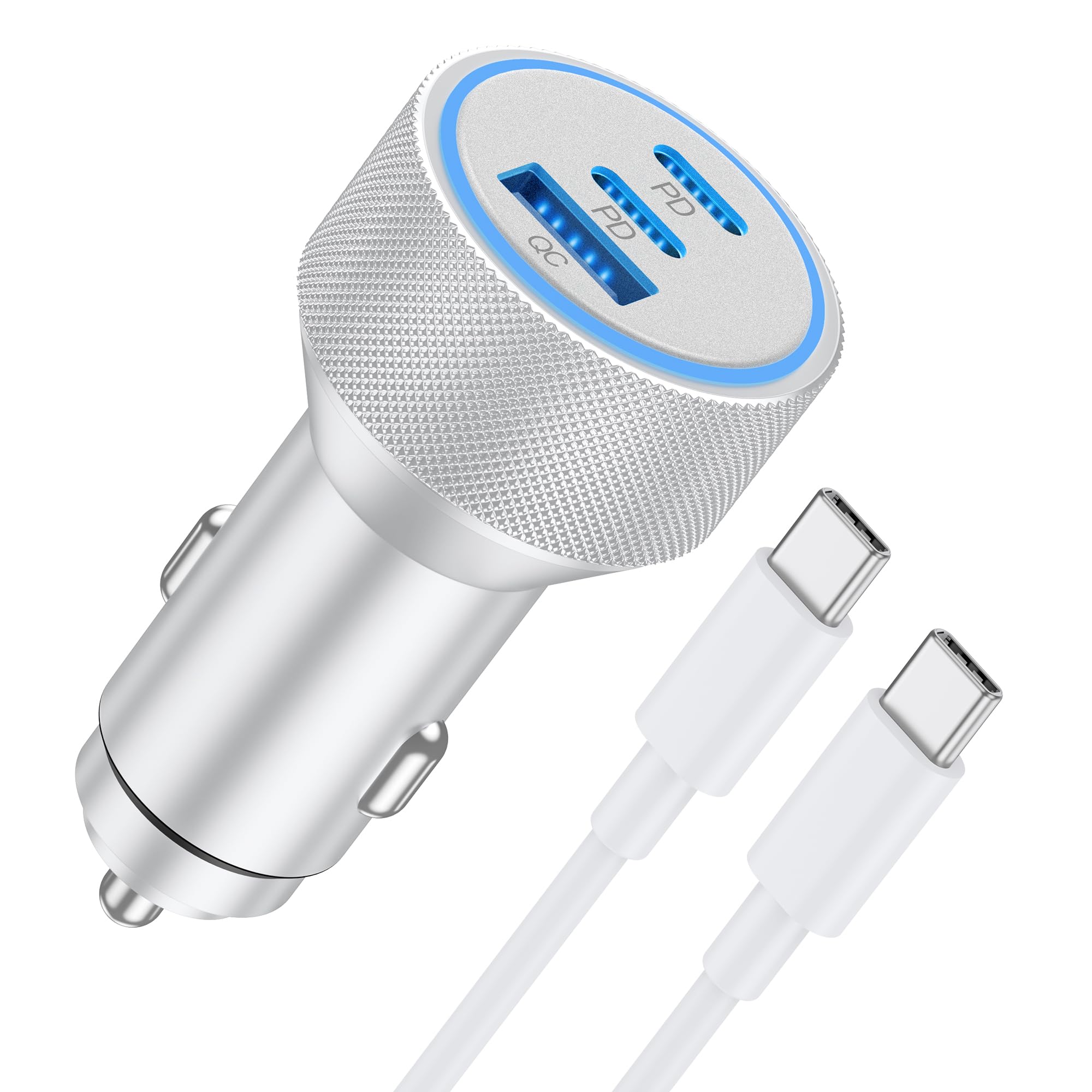 iPhone 15/16 Pro Max Car Charger, 67W 3 Port Fast USB C Car Charger Power Cigarette Lighter Adapter with 3FT USB C to C Cable for iPhone 15/15 Plus/15 Pro Max/16/16 Pro Max, iPad Pro / iAir/Mini