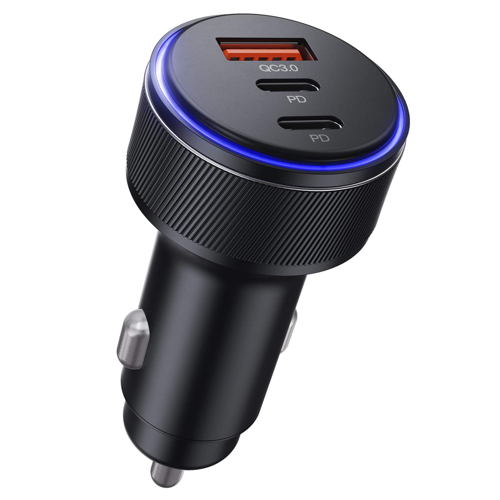 USB-C Car Charger, 3-Port 90W Fast Car Charger, Dual USB-C and USB-A Car Power Adapter, PD3.0 and QC3.0 Fast Charging for iPhone 16/15/14/13 Pro Max, iPad, MacBook etc.