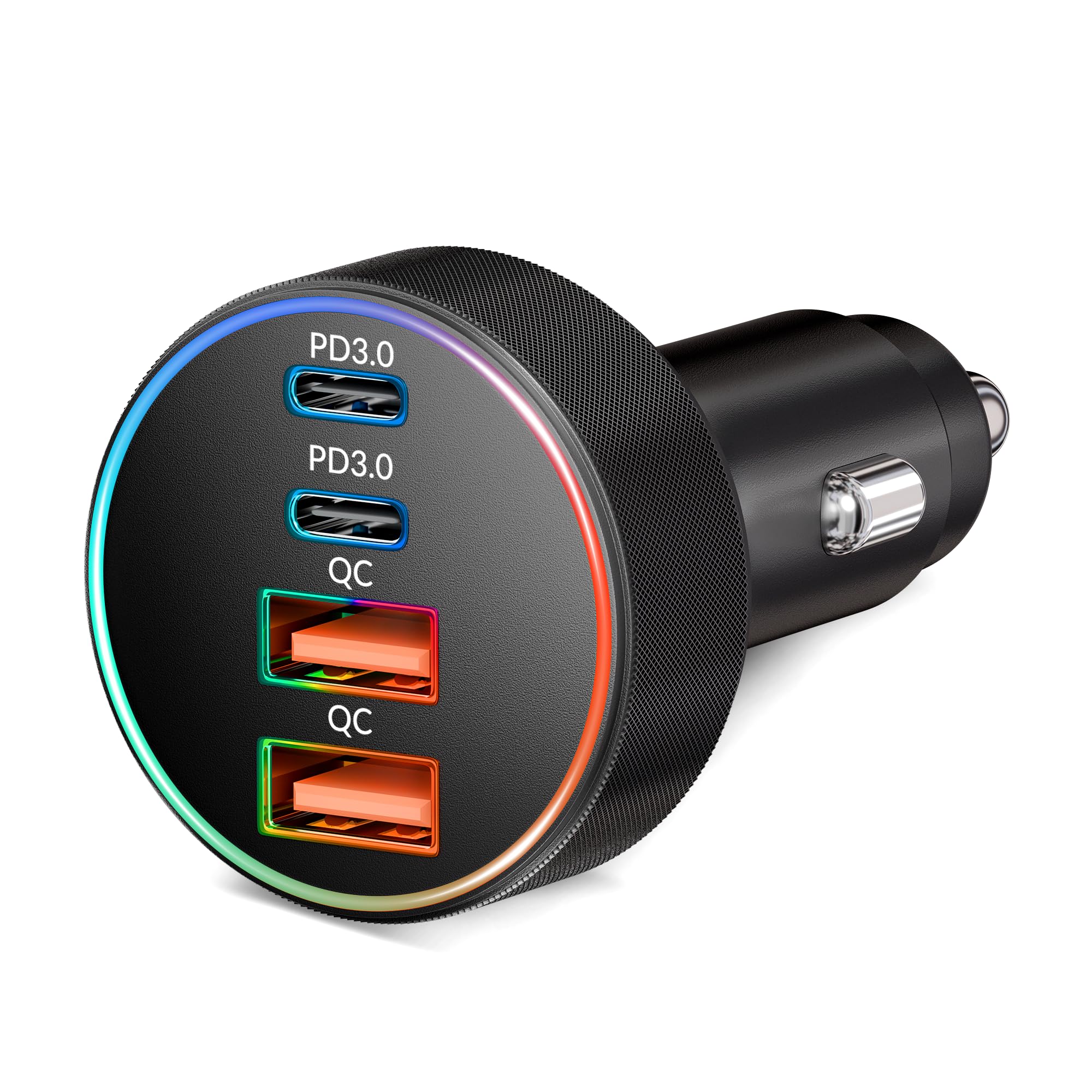 USB C Car Charger, 4 Ports 90W Dual USB-C and USB-A Car Charger Adapter PD/QC Multi-Port Fast Charging Cigarette Lighter for iPhone 16 15 14 13 12 11 Pro Max, iPad, Samsung S24 S2 3 S22 , Pixel, Android