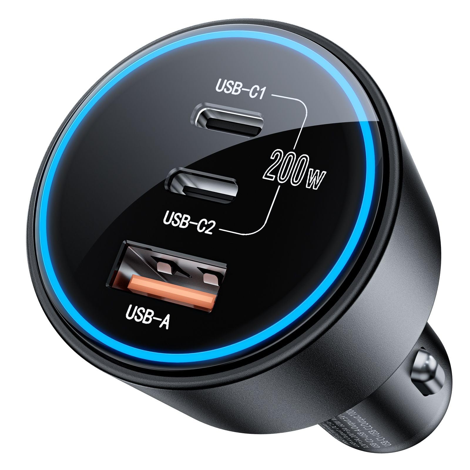 USB C Car Charger Fast Charging 200W, Dual PD 100W Type C Car Charger, PD3.0/QC4.0/PPS Cigarette Lighter Adapter for iPhone 16/15/14/13/12, Galaxy S22/S21 Ultra, MacBook laptops, etc.