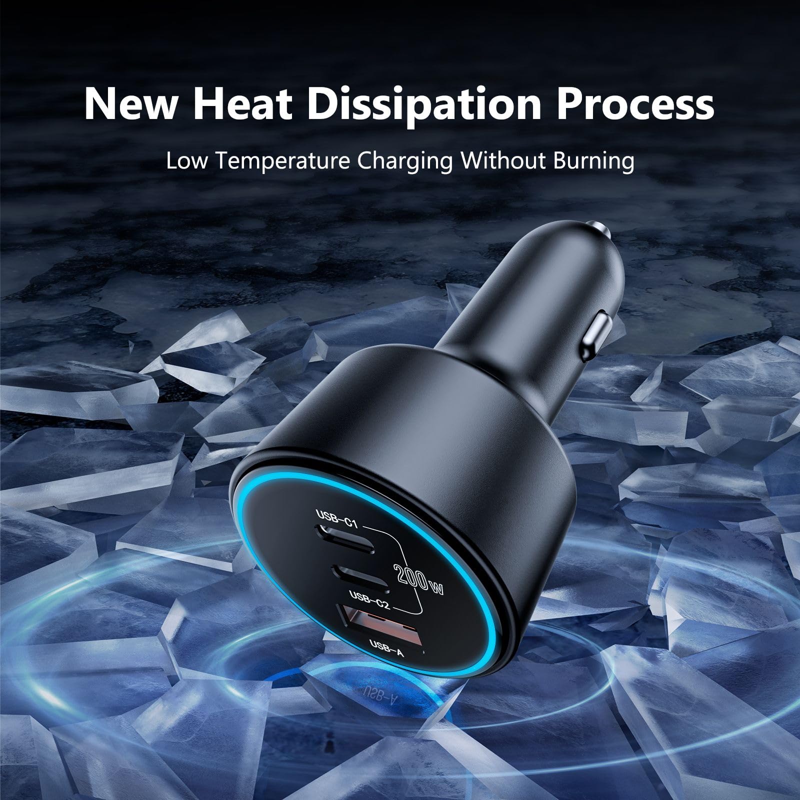 USB C Car Charger Fast Charging 200W, Dual PD 100W Type C Car Charger, PD3.0/QC4.0/PPS Cigarette Lighter Adapter for iPhone 16/15/14/13/12, Galaxy S22/S21 Ultra, MacBook laptops, etc.