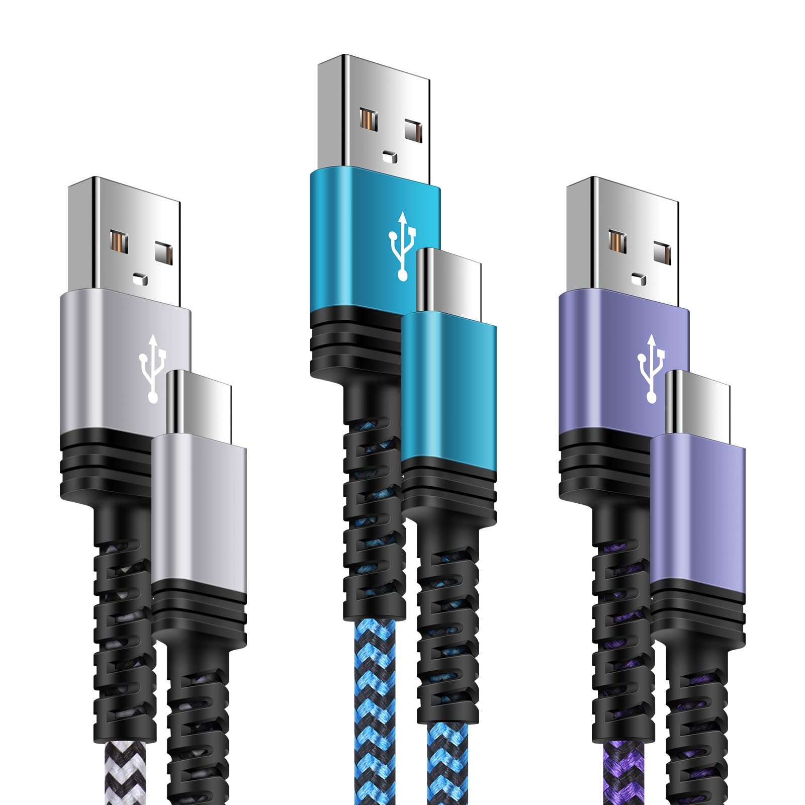S23 USB Type C Data Cable Fast Charging Android Phone C Charger Cable [3 Pack, 6 Feet] for Samsung Galaxy S23 Ultra/S23+/S22/S21/S20,Z Flip4/Fold 4,S24/S24 Ultra/ A13/S. 25, Motorcycle Power Cable, Google Pixel 7a