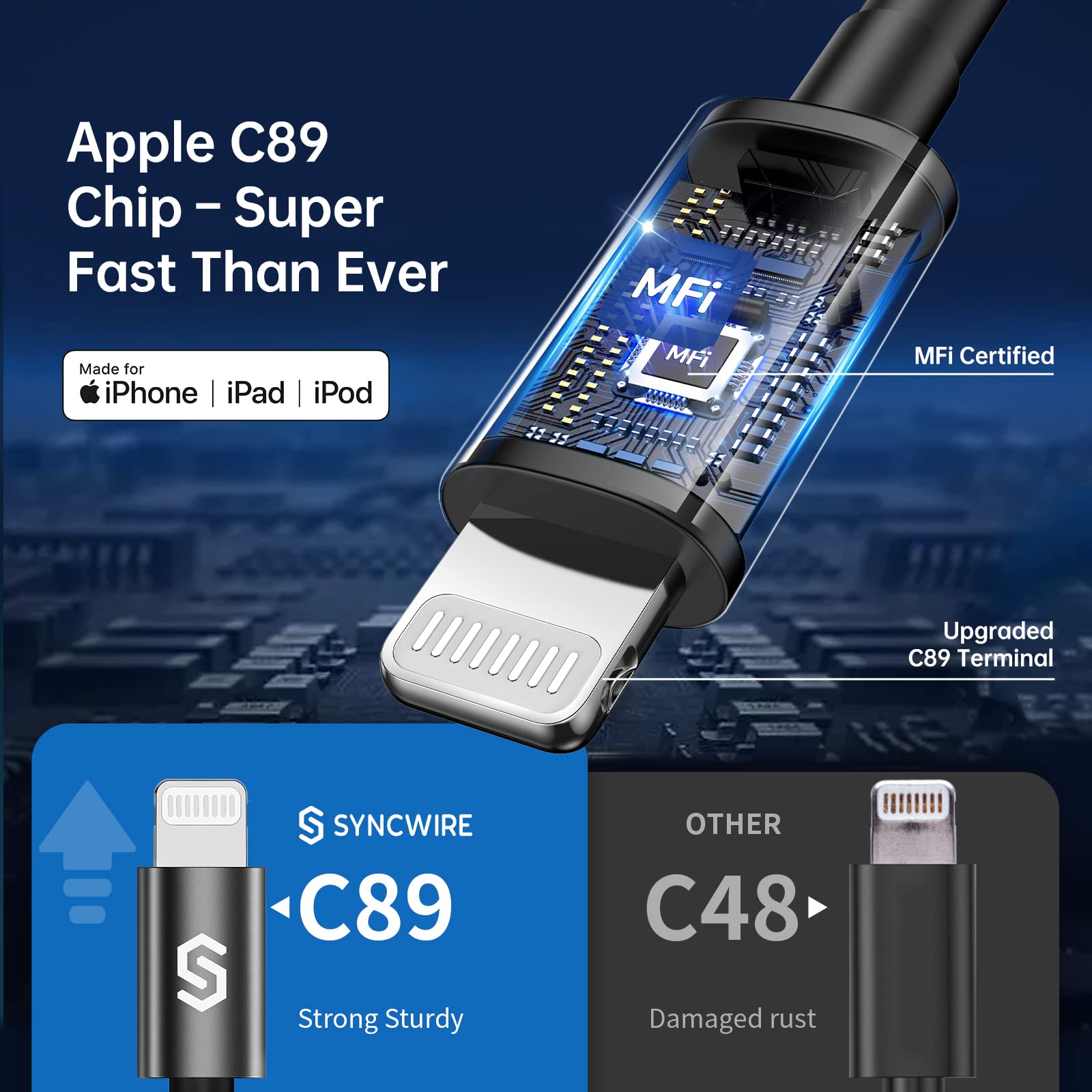 iPhone Car Charger - Upgrade [Apple MFi Certified] 4.8A/24W Car Charging Adapter with Built-in Coiled Lightning Data Cable for Apple iPhone 14/13/12/11/Xs/XS Max/XR/X/8/7 /6 Plus iPad and more
