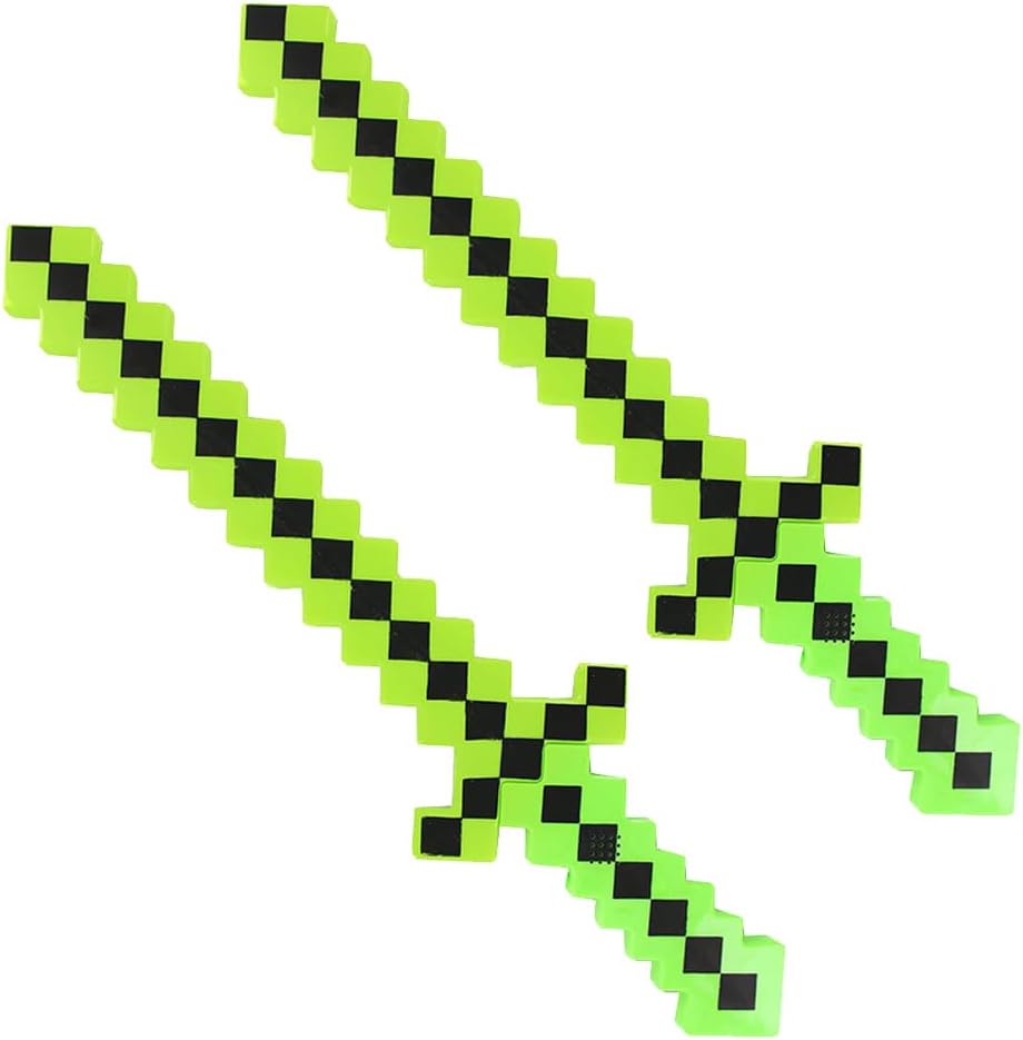 2 Pack Color Led Flashing & Sound Light Up Classic Diamond Pixel Swords