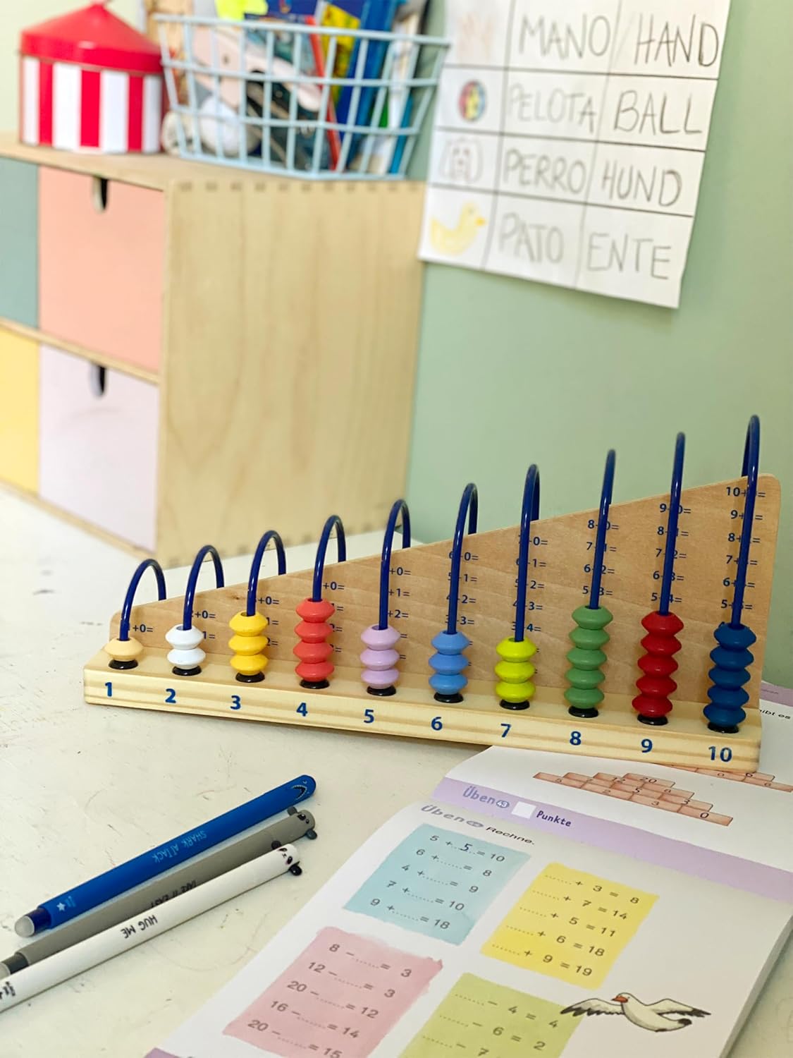 Wooden Abacus with Small Feet, Classic Educational Counting Toy