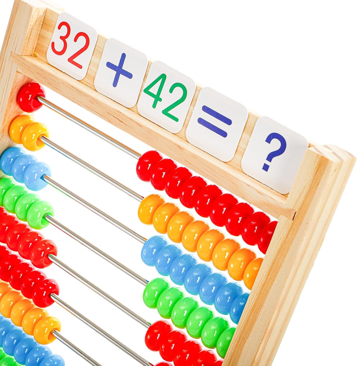 Wooden Abacus for Kids Math with Counting Sticks and Number Toys Cards