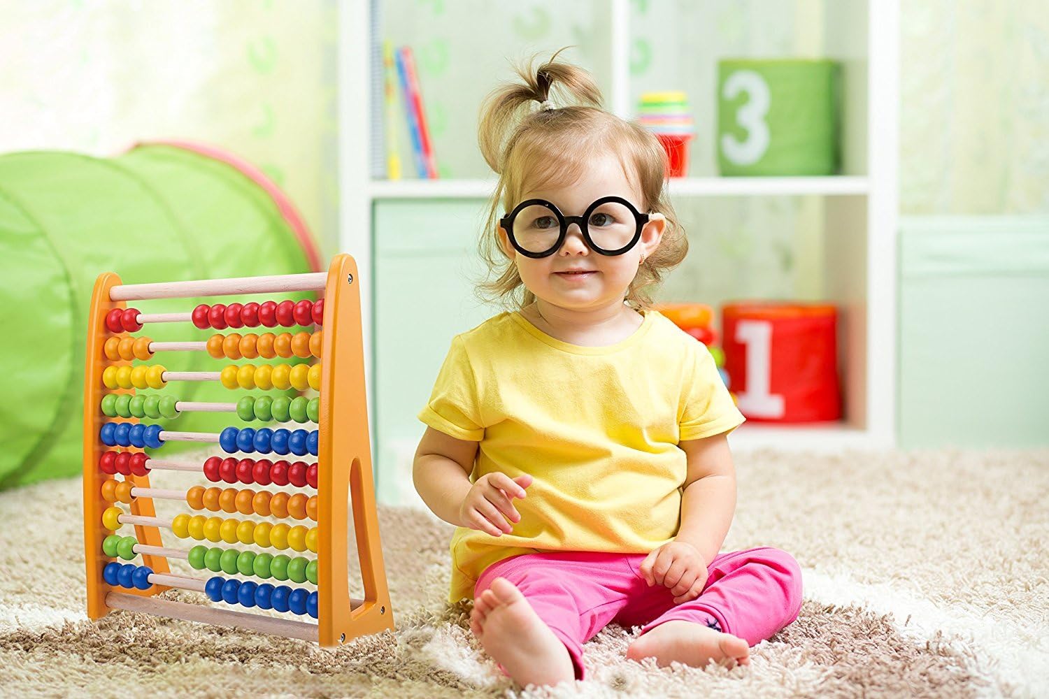 Kids Abacus, Wooden Counting Toys for Toddlers, Math Manipulatives Beads