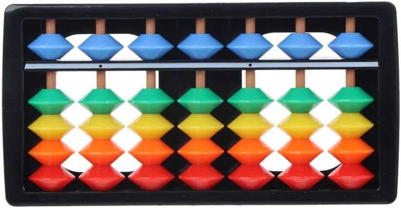 Mini 7-Digit Pull-Up Abacus Soroban Art Colorful Beads Plastic Kids Calculator