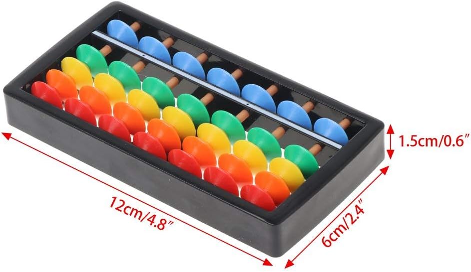 Mini 7-Digit Pull-Up Abacus Soroban Art Colorful Beads Plastic Kids Calculator