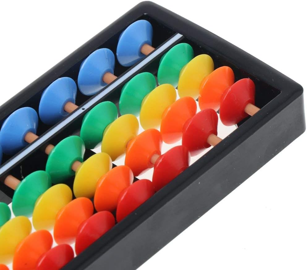 Mini 7-Digit Pull-Up Abacus Soroban Art Colorful Beads Plastic Kids Calculator