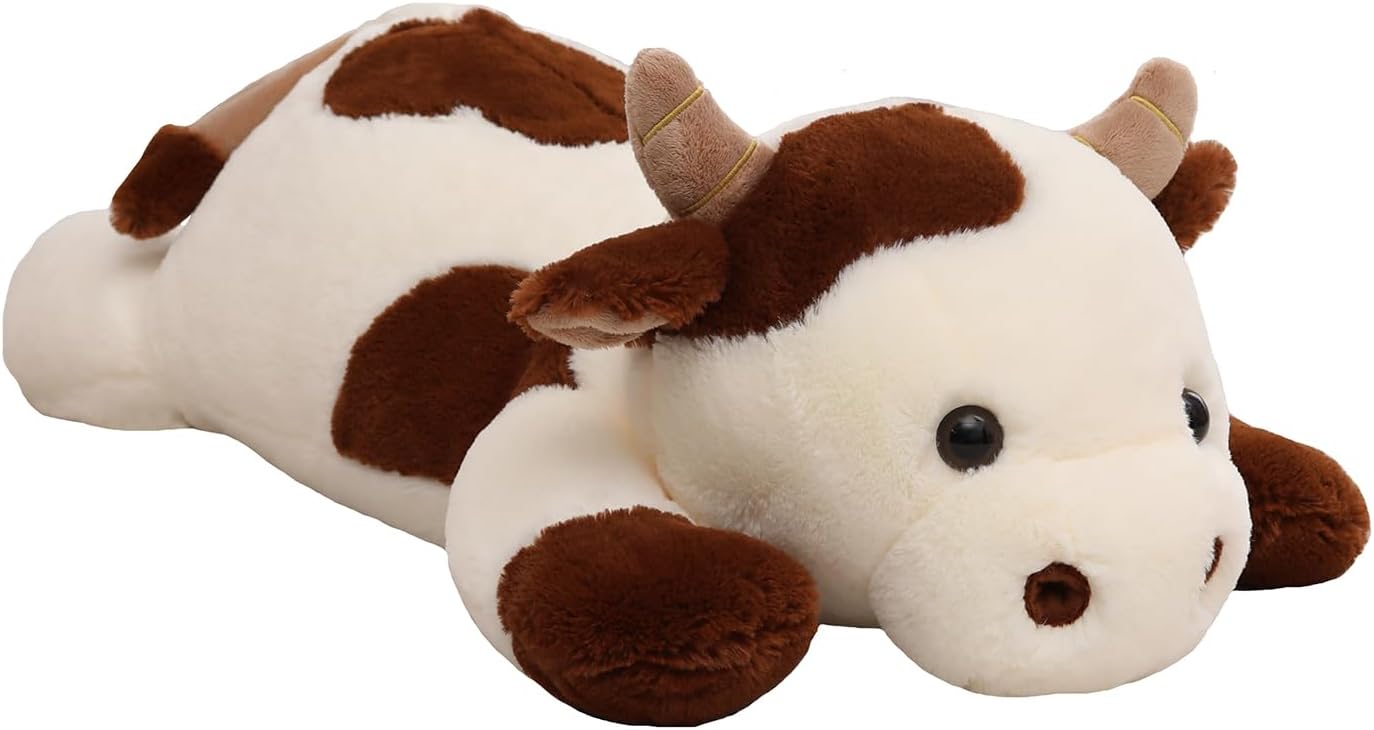 5 lbs Beige 25.6" Cow Weighted Stuffed Animal