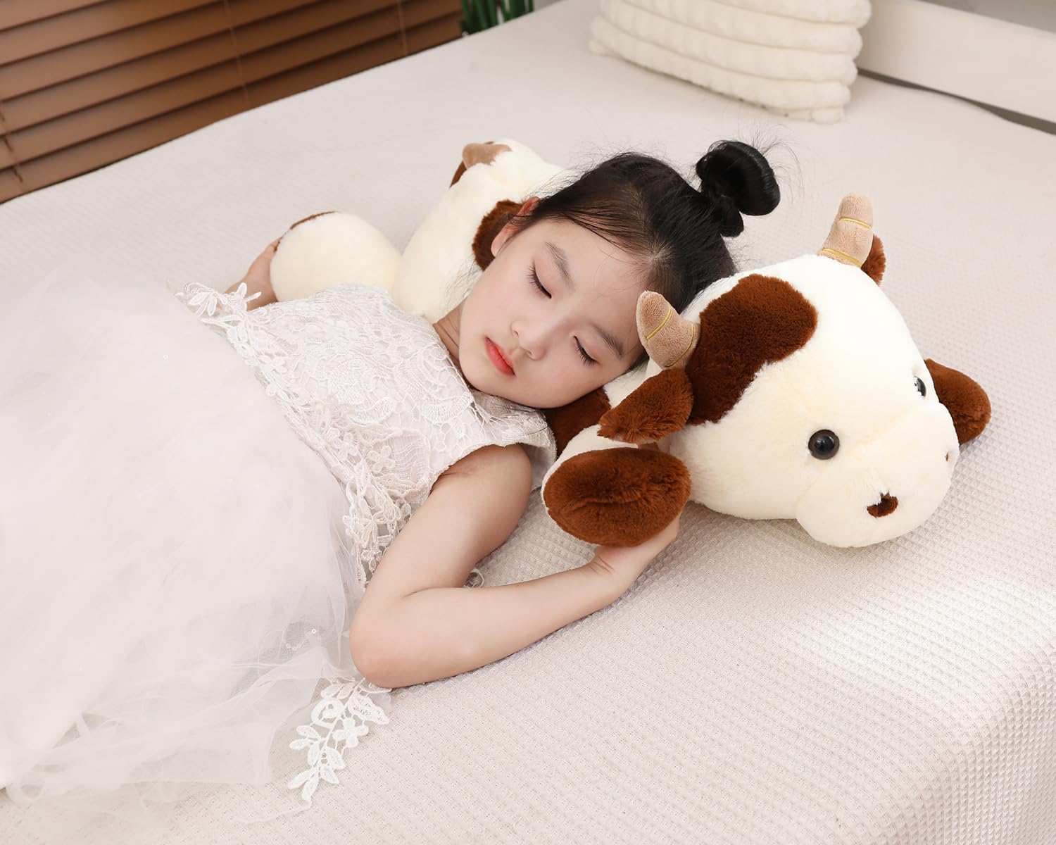 5 lbs Beige 25.6" Cow Weighted Stuffed Animal