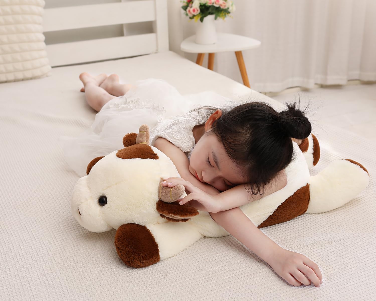 5 lbs Beige 25.6" Cow Weighted Stuffed Animal