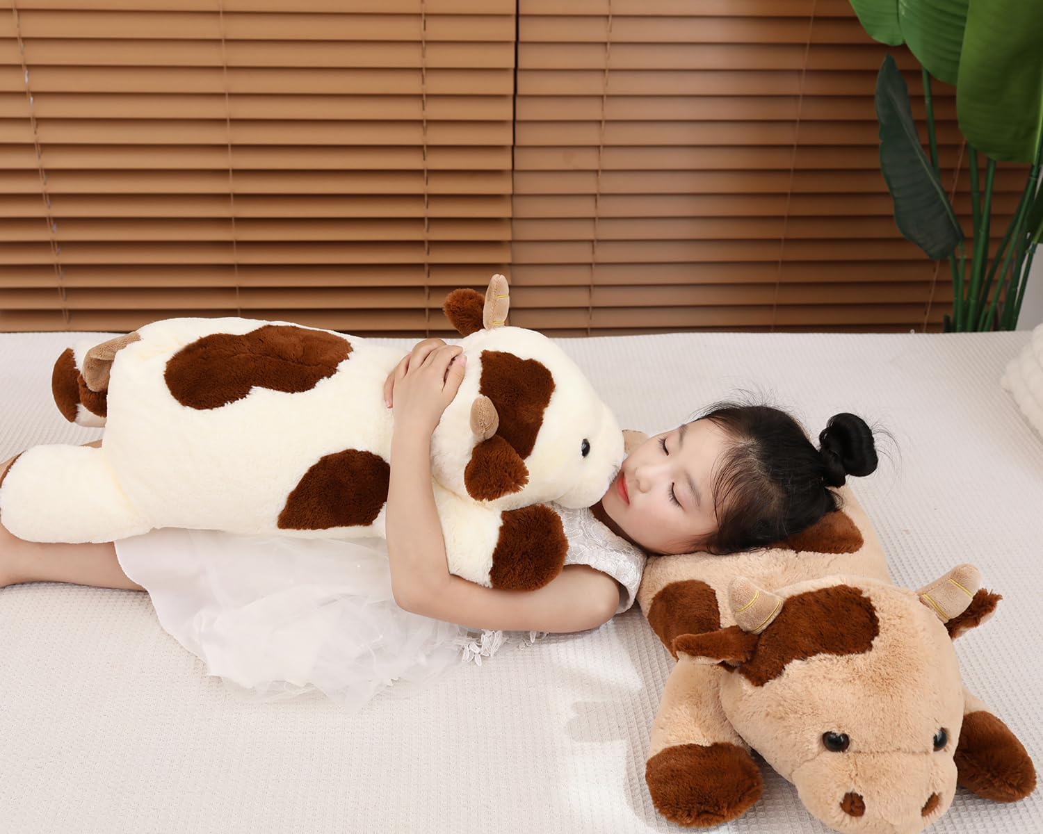 5 lbs Beige 25.6" Cow Weighted Stuffed Animal