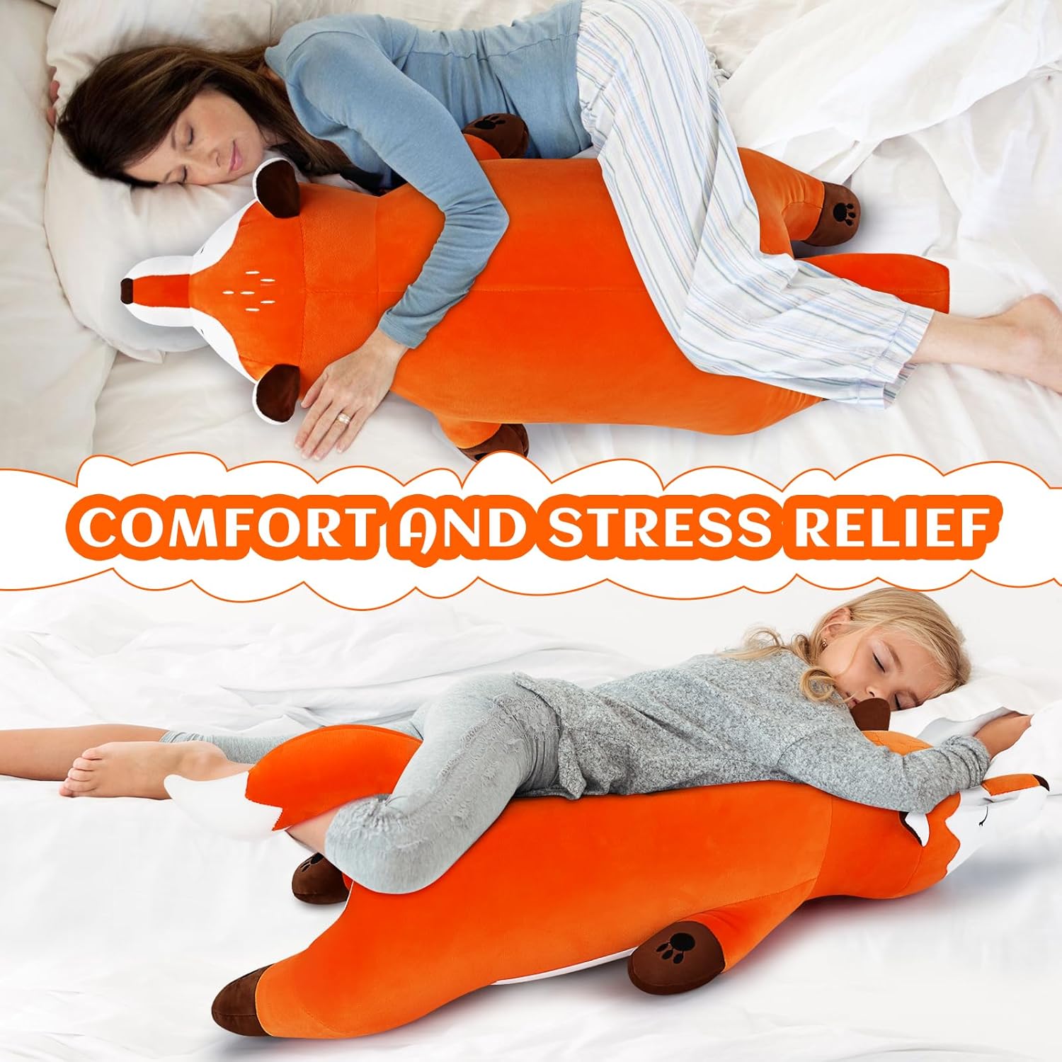 30" Giant Fox Plush Stuffed Animal Pillow