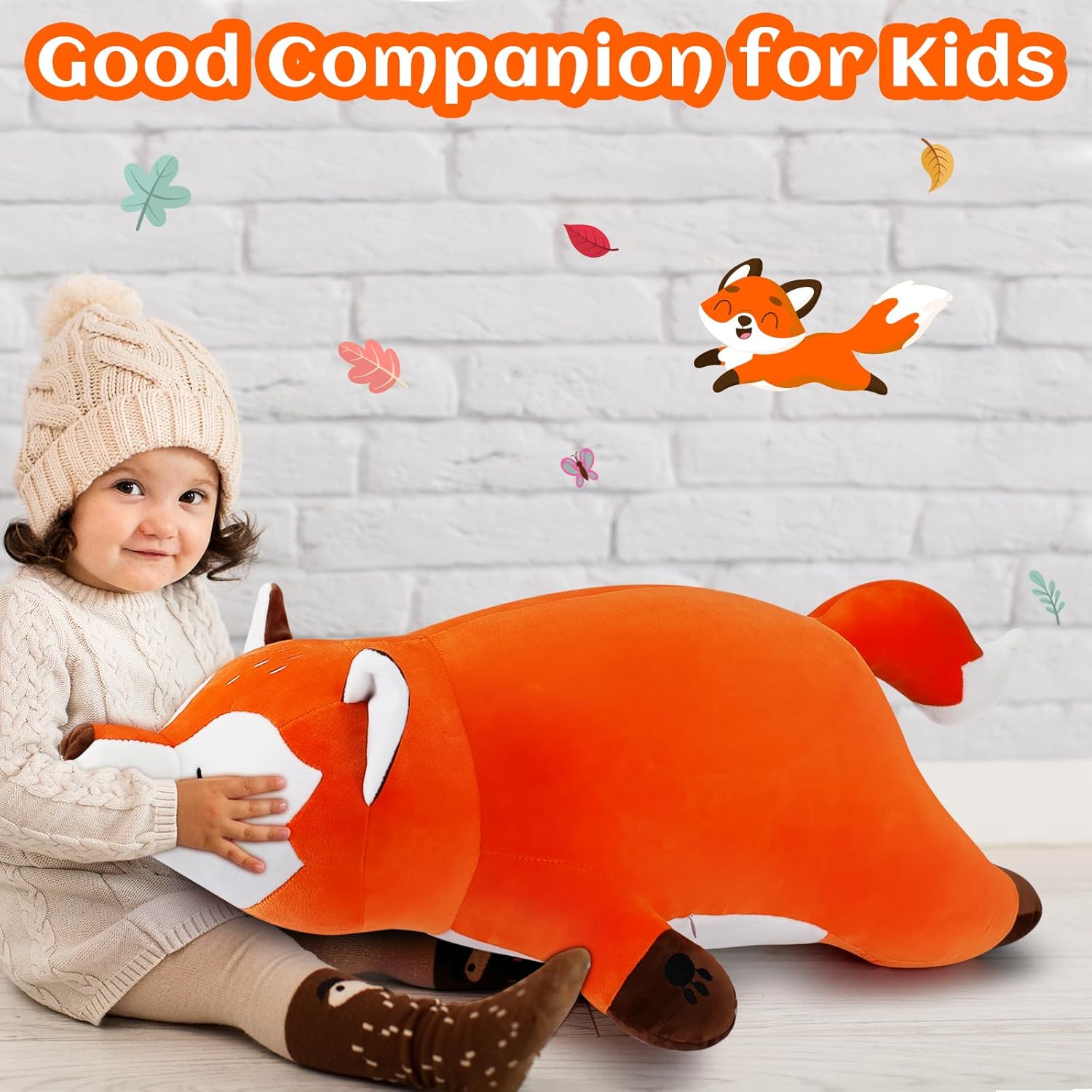 30" Giant Fox Plush Stuffed Animal Pillow