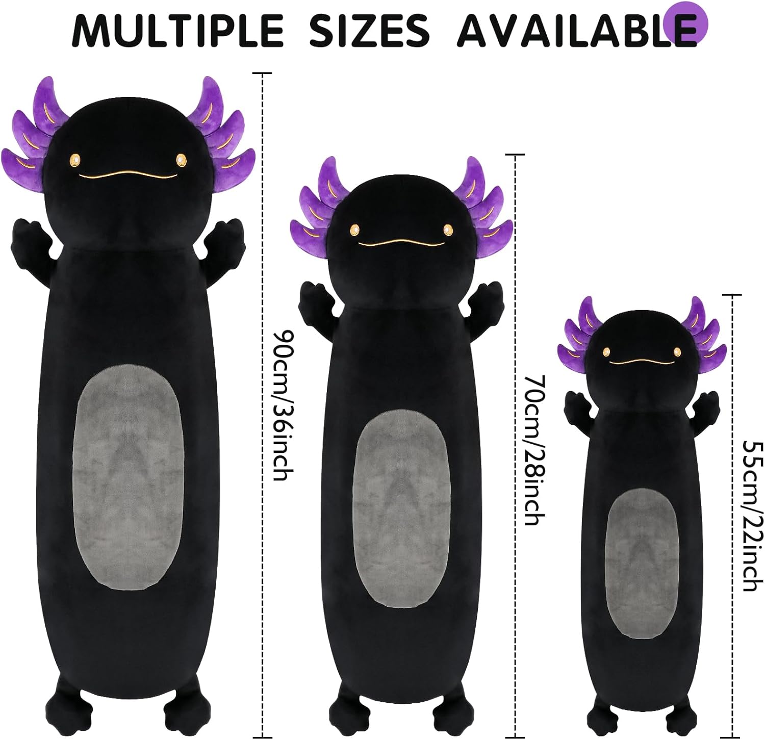 22" Giant Black Axolotl Plush Pillow