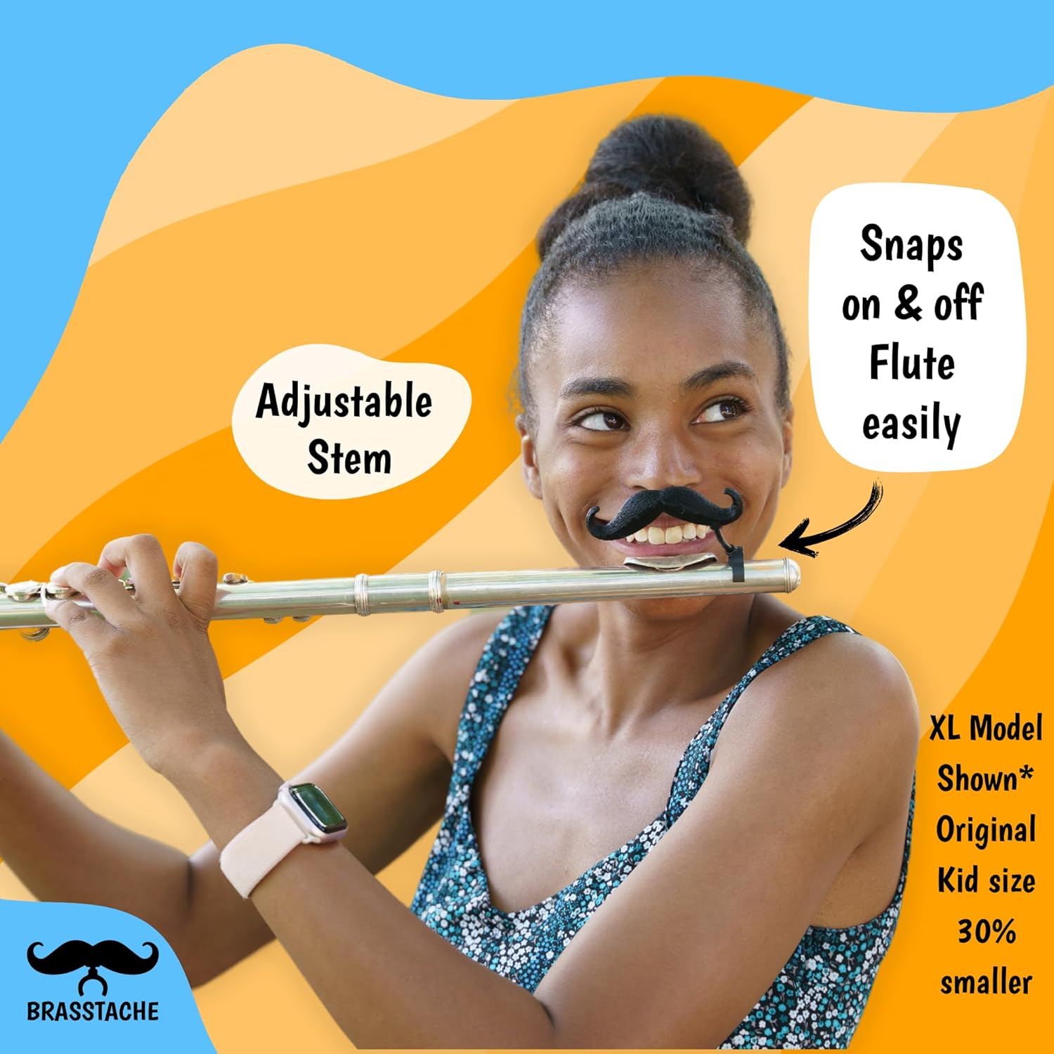 Flute-stache 2.0 Kids, 2-Pack Clip-on Moustache