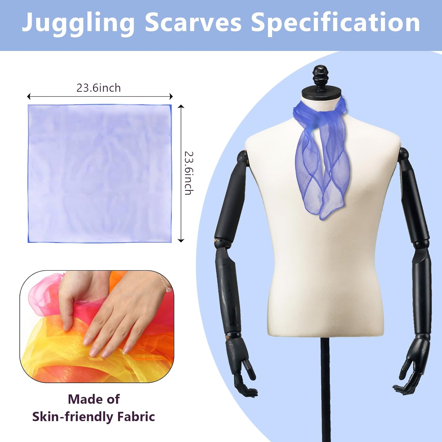 24 Pieces Windspeed Juggling Scarves, 8 Colors