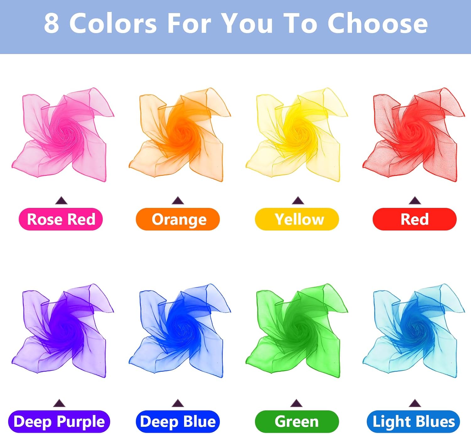 24 Pieces Windspeed Juggling Scarves, 8 Colors