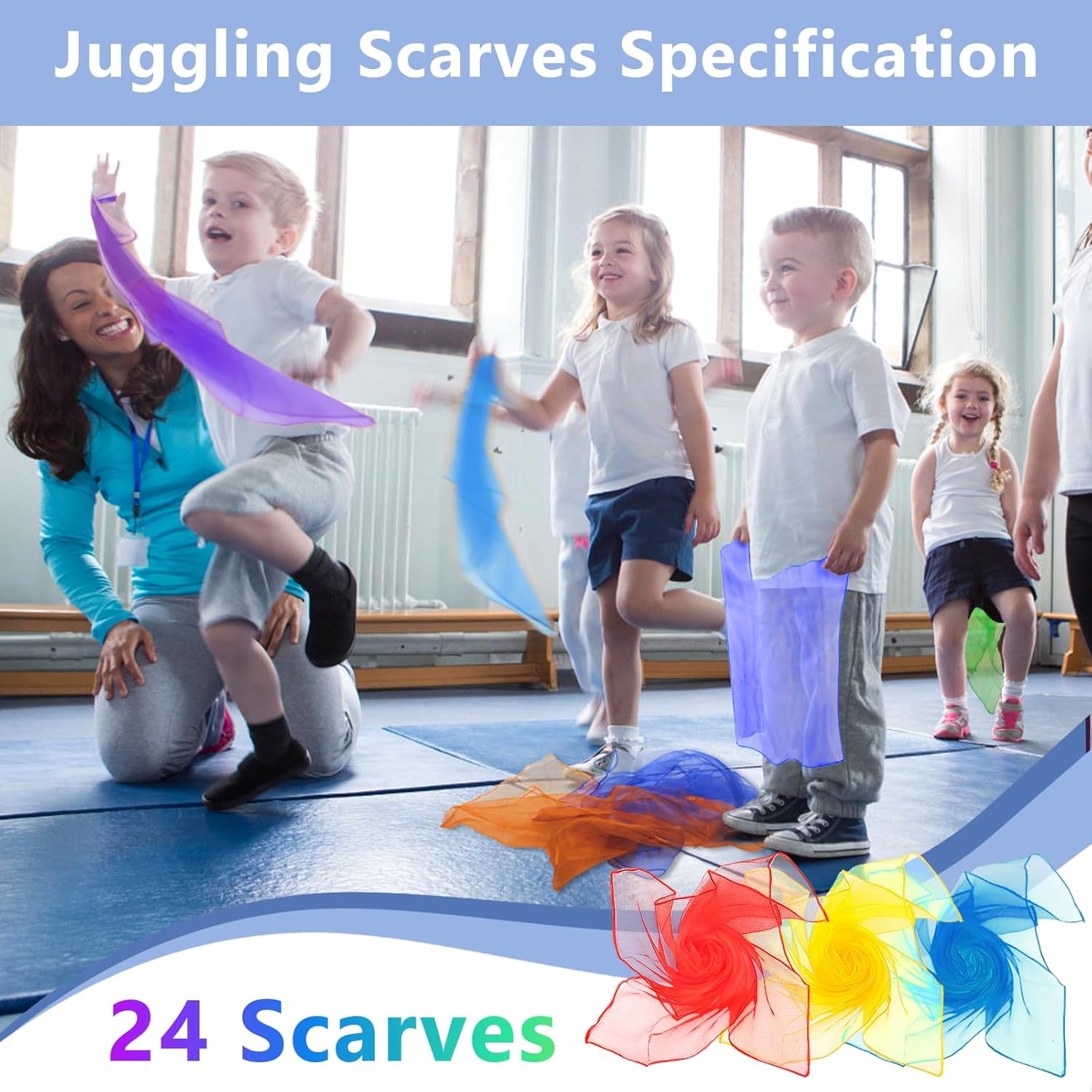 24 Pieces Windspeed Juggling Scarves, 8 Colors