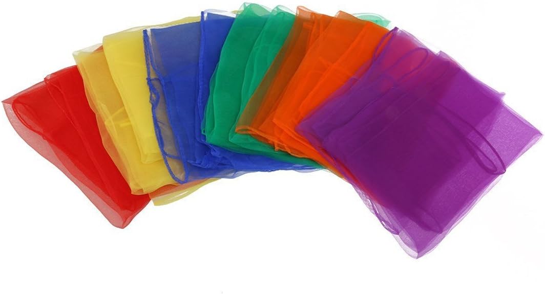 12 Pack Colorful Hemmed Square Rhythm Band Scarf