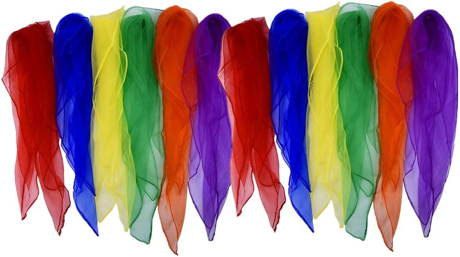 12 Pack Colorful Hemmed Square Rhythm Band Scarf