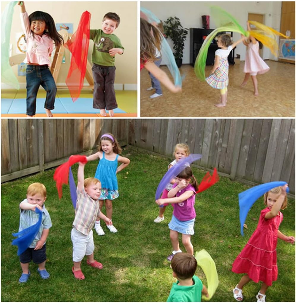 12 Pack Colorful Hemmed Square Rhythm Band Scarf