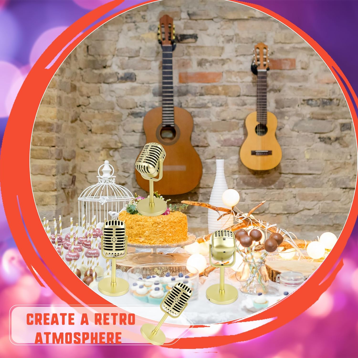 6 Pack Retro Style Microphone Props