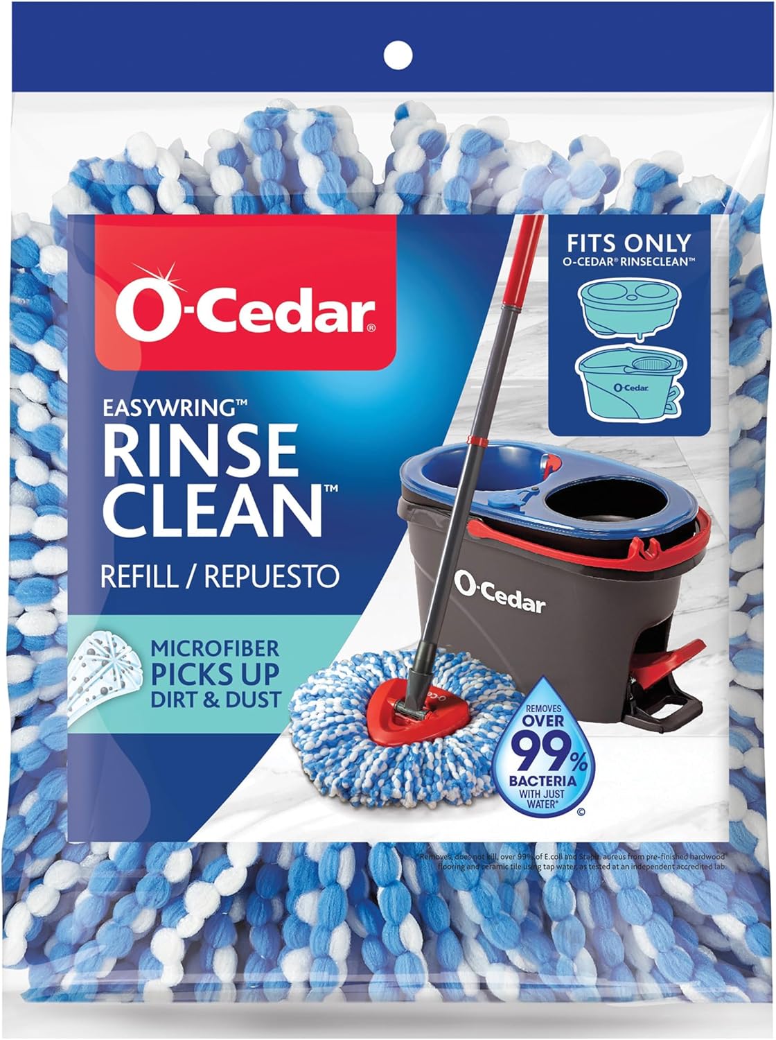 O-Cedar EasyWring RinseClean Spin Mop Microfiber Replacement, 1-Pack, Blue