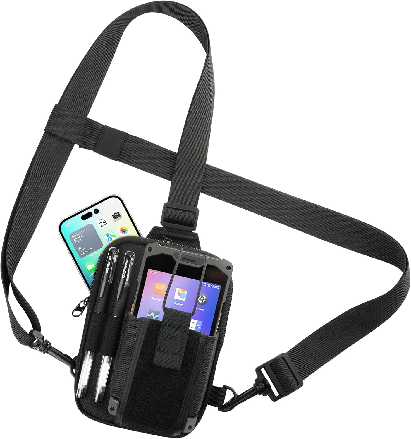 Scanner Holster, Universal Barcode Scanner Chest Strap for Symbology, Zebra, USPS, Postal Scanners, Mobile Computer Handheld Barcode Scanner Holder (Chest Strap, Black)