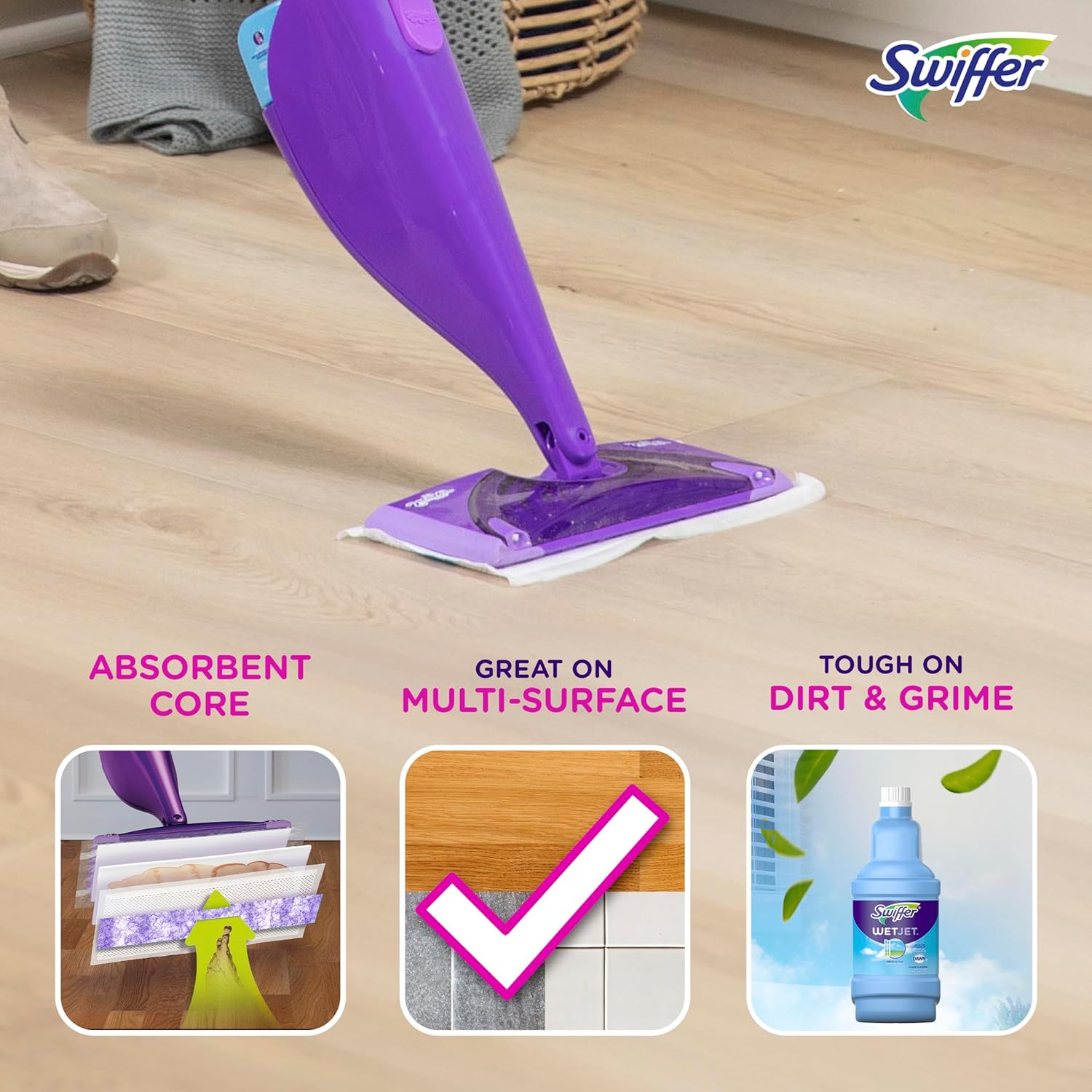Hardwood Floor Cleaner Spray Mop Pad Replacement | Bathroom Cleaning Supplies | Hardwood Floor Cleaner | Multi-Surface | Pack of 24