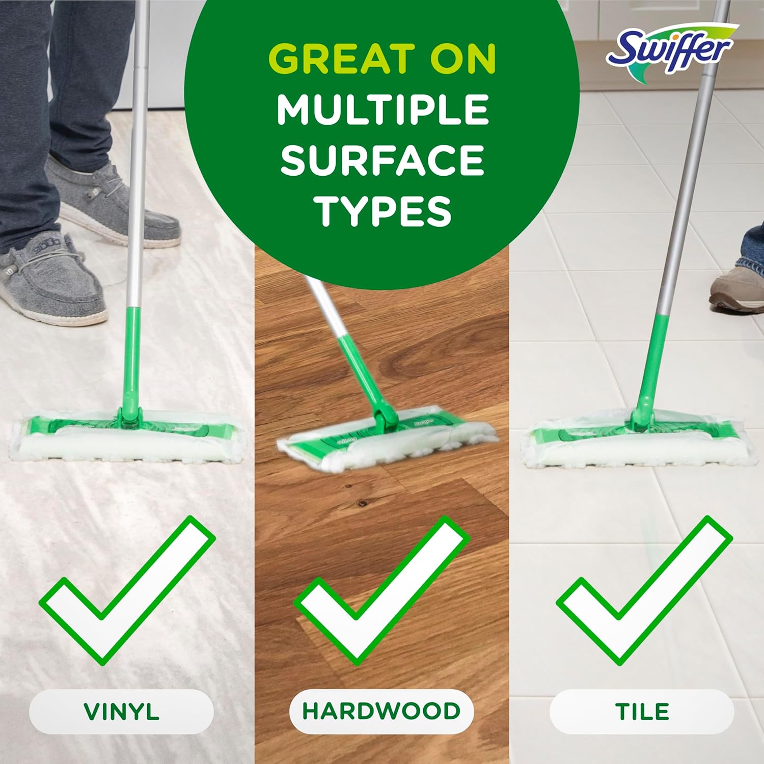 Sweep + Mop | Dry Pad Replacement | Floor Cleaner for Dirt | Dust | Hair | Cleaning Cloths | For Mopping Households | Bathrooms | Kitchens | Dust Mop | Floor Dusting Duster | Unscented | 52 ct.