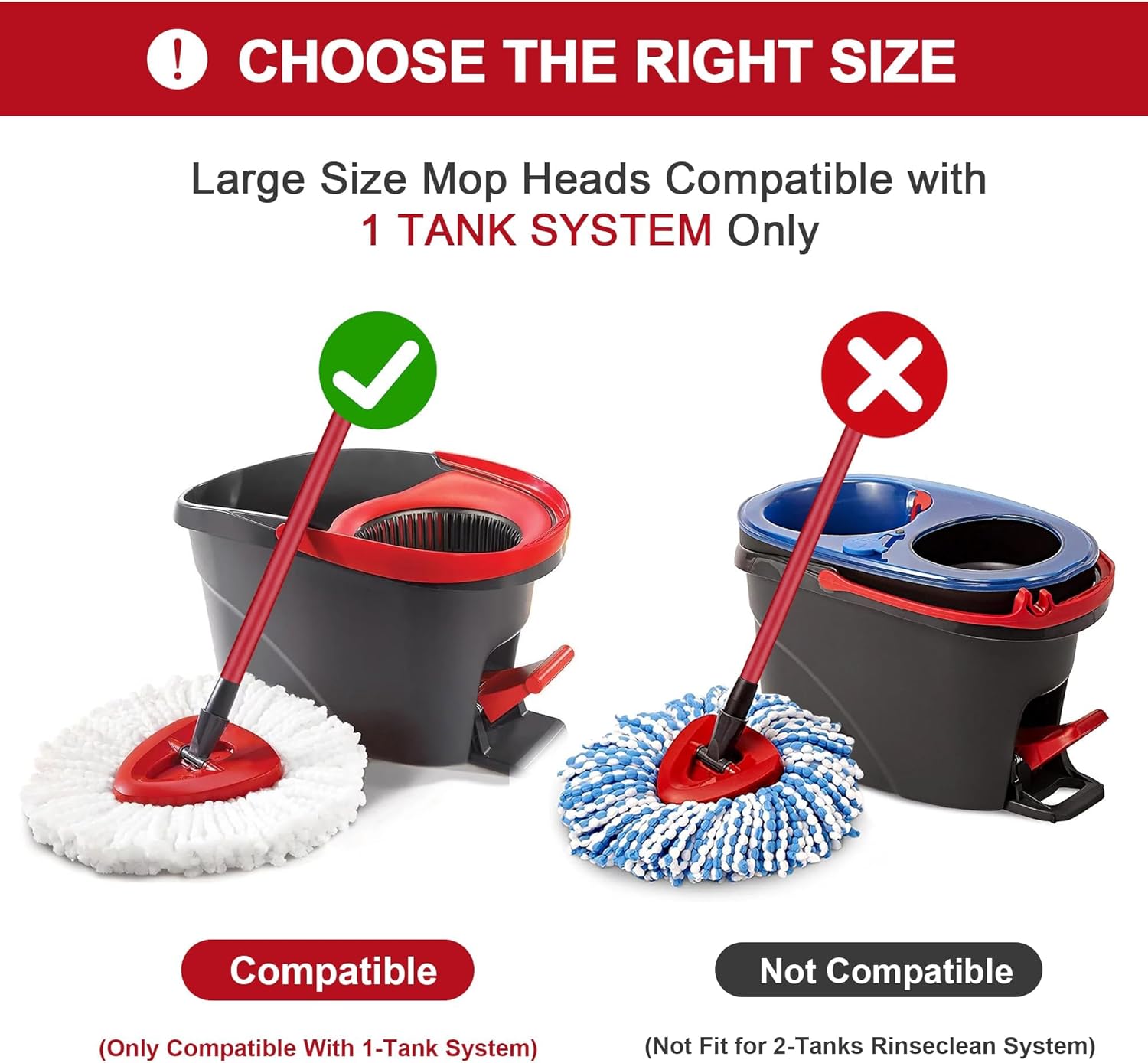 4 Replacement Mop Heads for O-Ceda Easy Wrin Spin Mop | Microfiber Spin Mop Replacement | Easy to Clean Mop Head Replacement