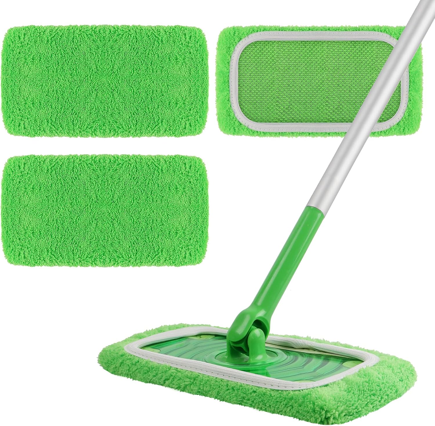 Reusable 100% Coral Fleece Mop Pads Compatible with Sweeper Mop | 3-Pack Wet & Dry Flat Mop Covers | Washable Wet Pad Replacement for Surface/Hardwood Floor Cleaning (Mop Not Included)