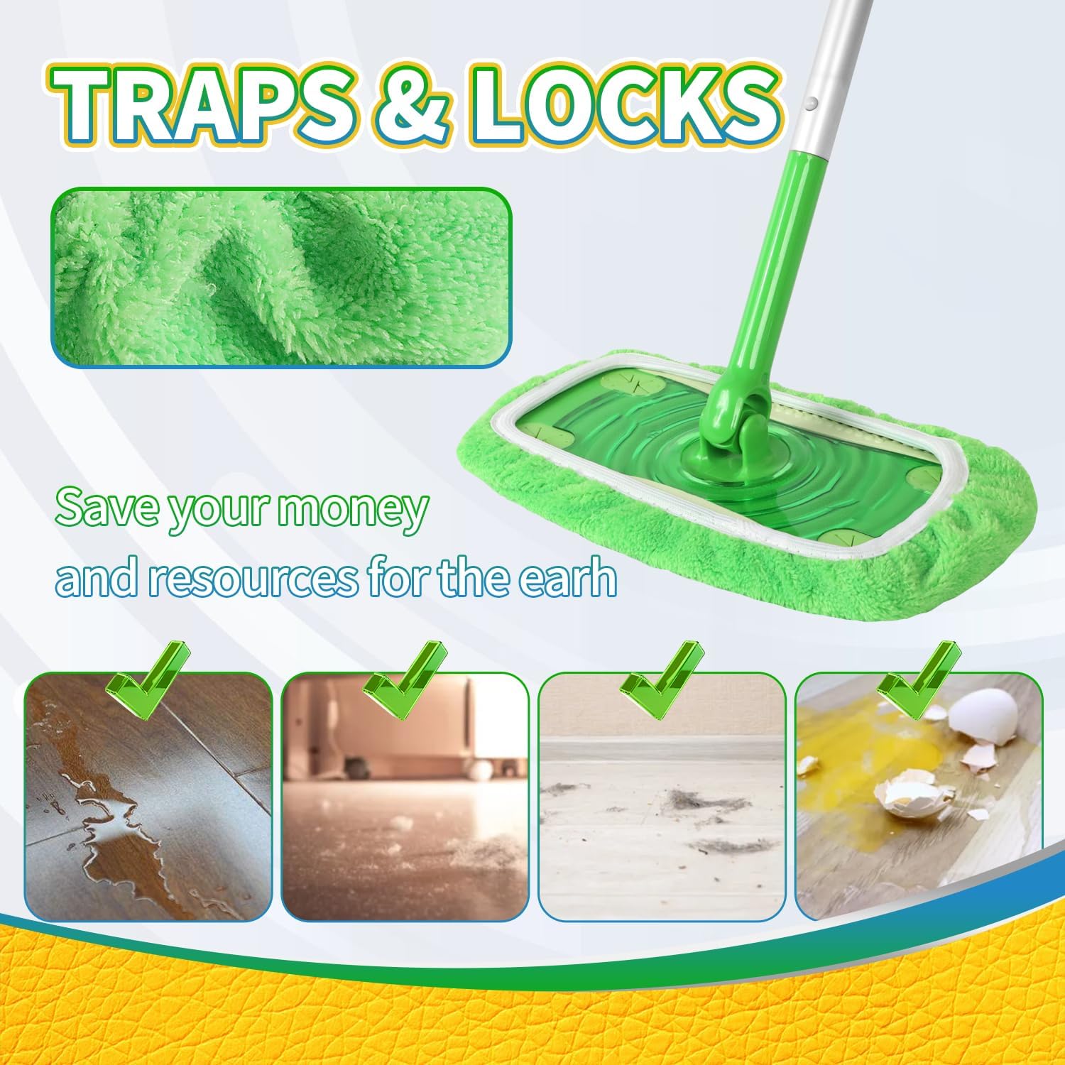 3 Pack Coral Fleece Washable Mop Heads