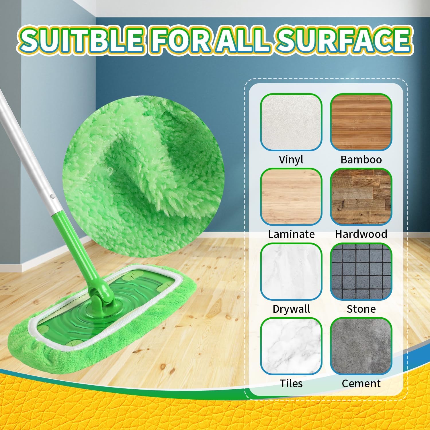 3 Pack Coral Fleece Washable Mop Heads