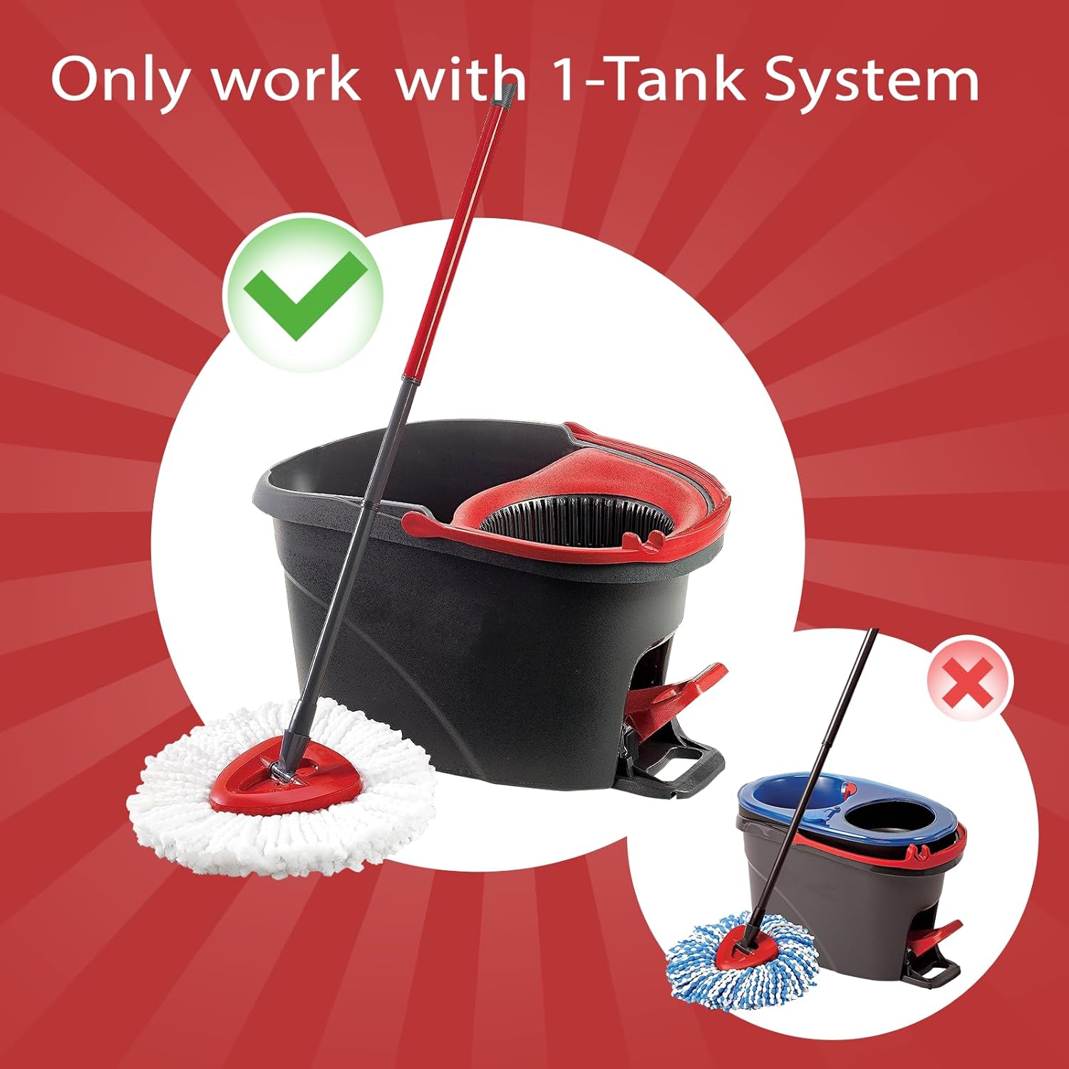 Replacement Mop Heads | 3-Piece Spin Mop Replacement Heads Easywring 1 Canister System | Easy to Clean | Microfiber | Machine Washable