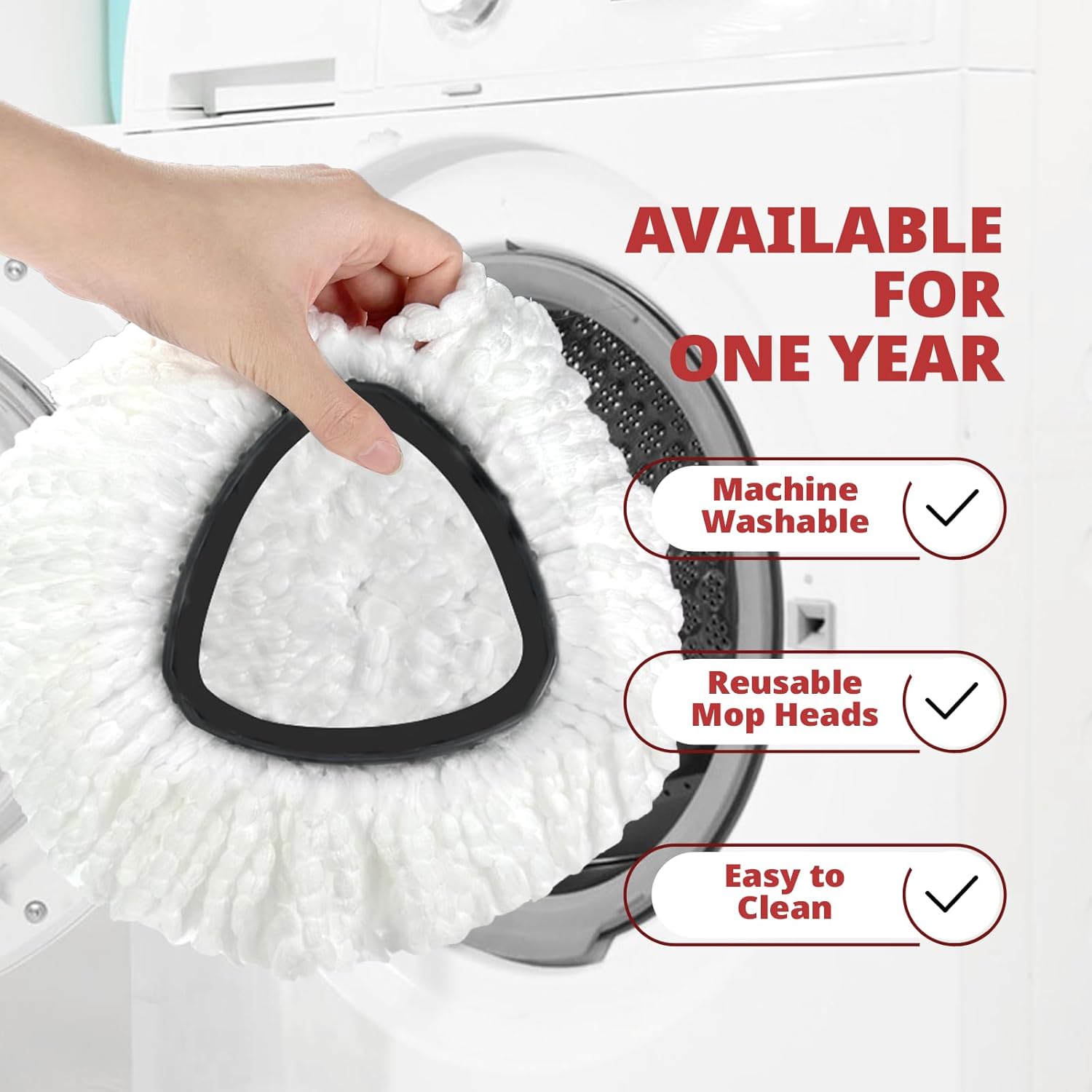 Replacement Mop Heads | 3-Piece Spin Mop Replacement Heads Easywring 1 Canister System | Easy to Clean | Microfiber | Machine Washable