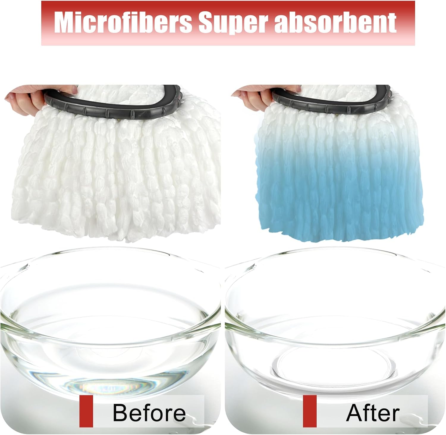 Replacement Mop Heads | 3-Piece Spin Mop Replacement Heads Easywring 1 Canister System | Easy to Clean | Microfiber | Machine Washable