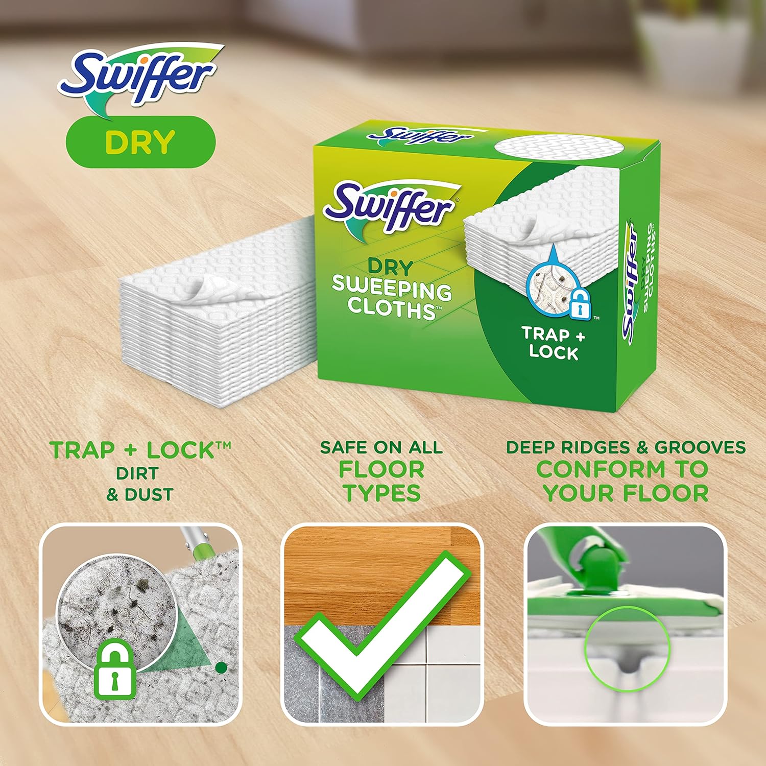 Sweeper Dry Sweeping Pads | Multi-Surface Replacement for Dusting Floor Mop with Febreze Lavender | Pack of 32