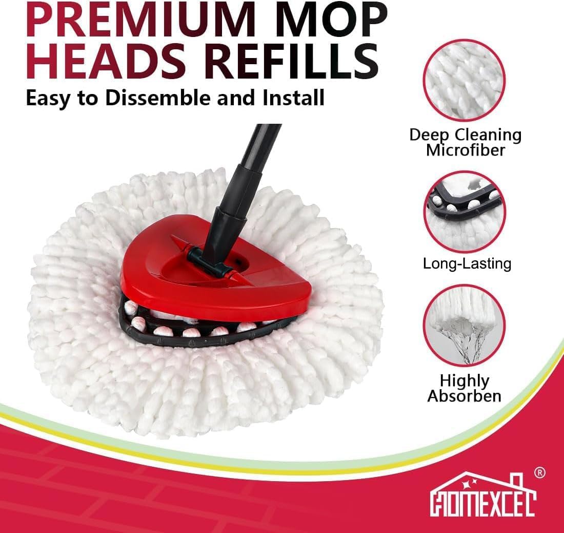 Mop Replacement Heads Compatible with EasyWring Spin Mop 3-Pack Washable Microfiber Spinning Head Replacement - Easy to Clean Mop Head Replacement