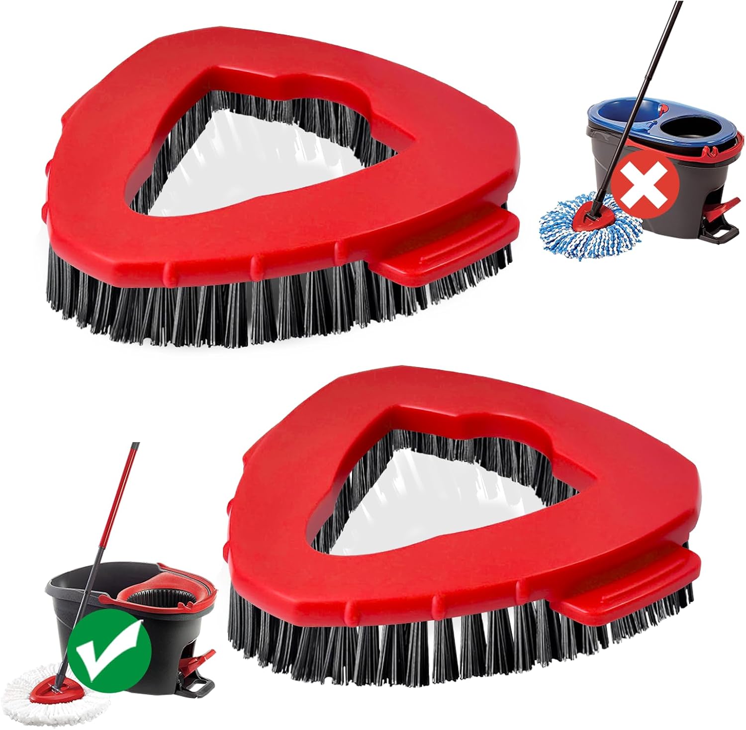 Scrub Brush | 2 Piece Spin Mop Scrub Brush Head for O Cedar EasyWring 1 Canister System | Hard Bristle Cleaning Brush for Bathrooms | Kitchens | Tubs and Tiles