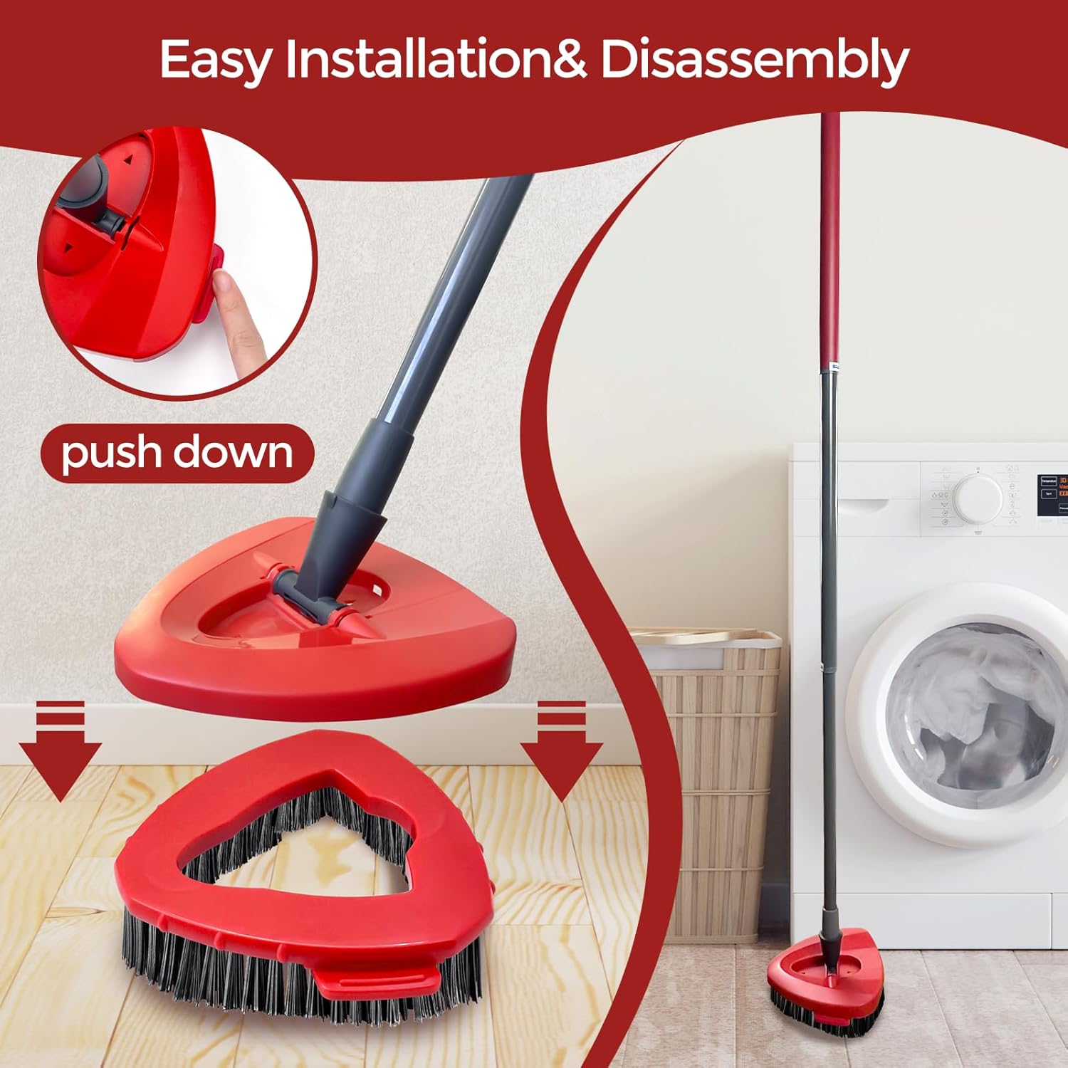 Scrub Brush | 2 Piece Spin Mop Scrub Brush Head for O Cedar EasyWring 1 Canister System | Hard Bristle Cleaning Brush for Bathrooms | Kitchens | Tubs and Tiles