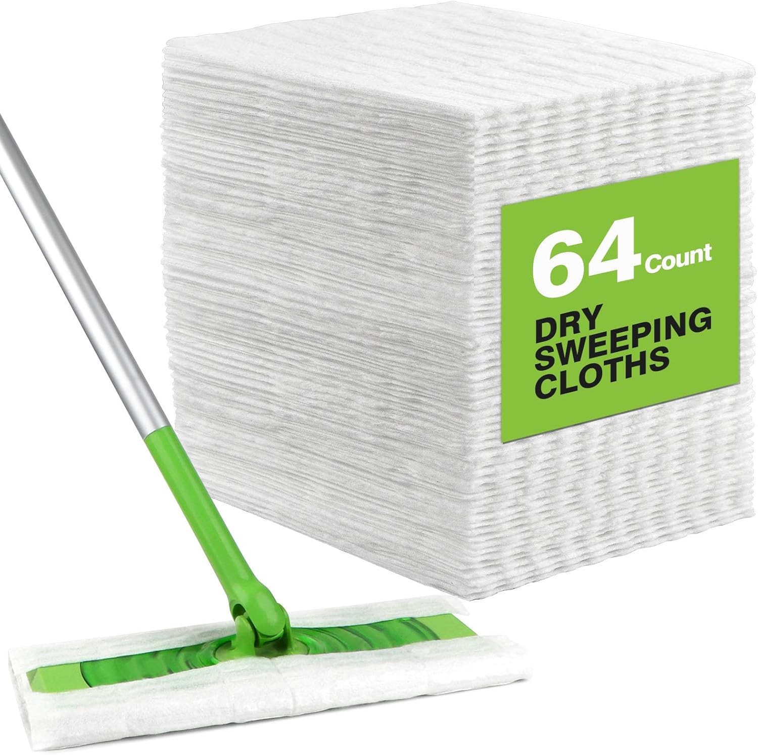 Dry Sweeper Cloth Pads Compatible Sweeper - Disposable Dusting Duster Refill Mop Pad for Floor Mopping and Cleaning | Pack of 64